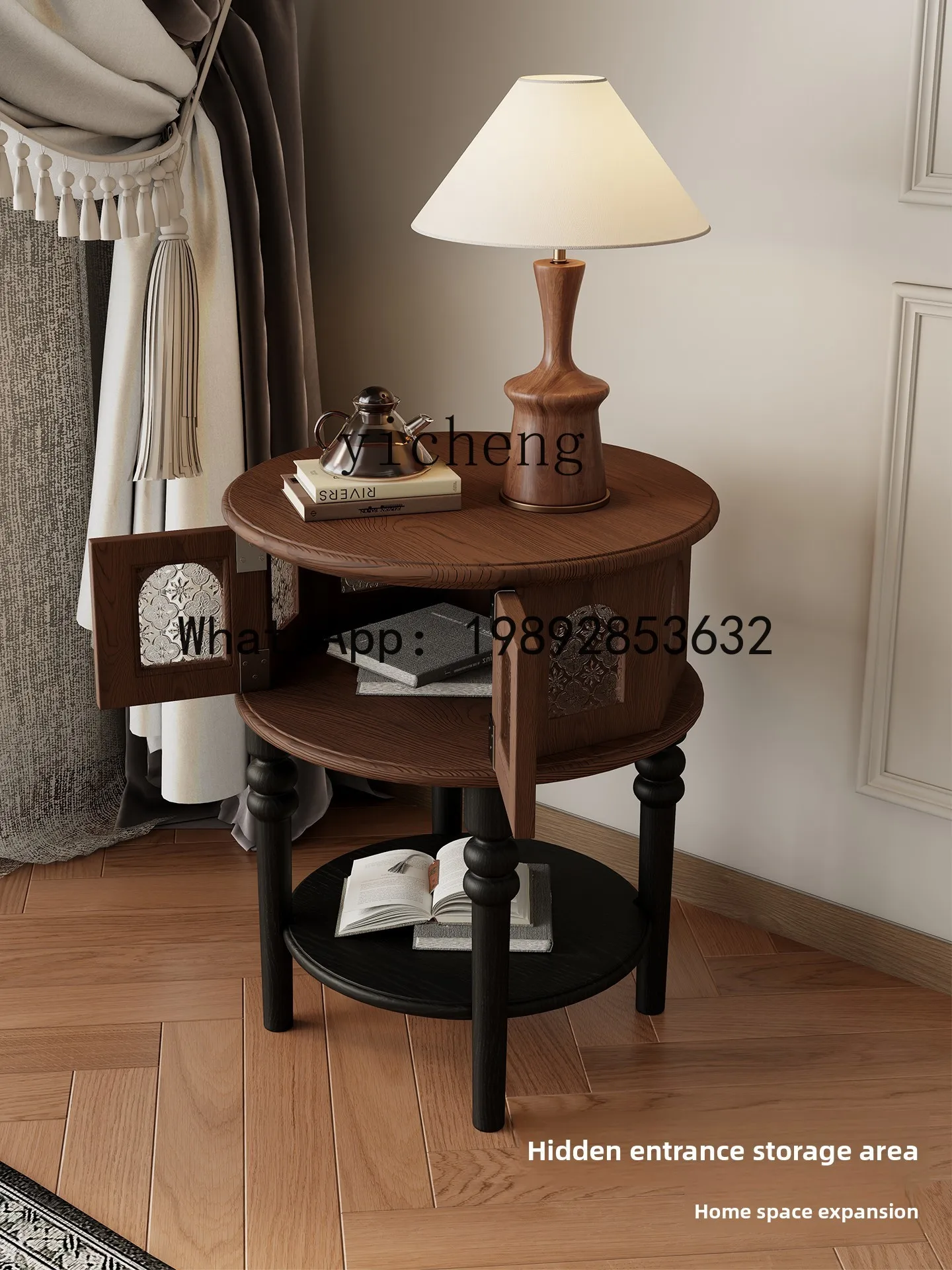 

Прикроватный столик X6 в французском стиле для гостиной, из массива дерева, орех, маленький круглый столик для спальни