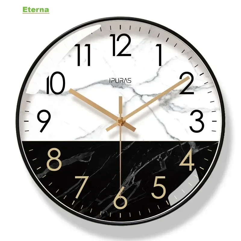 Marble Texture Silent Quartz Wall Clock Nordic Minimalist for Living Room Home Decor