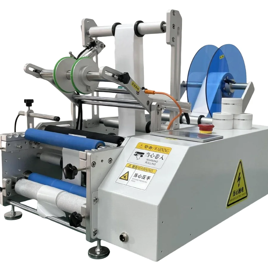 New Semi Automatic Cosmetics Round Bottle Jar Plastic Wine Bottle Honey Jar Daily Product Box Labeling Machine