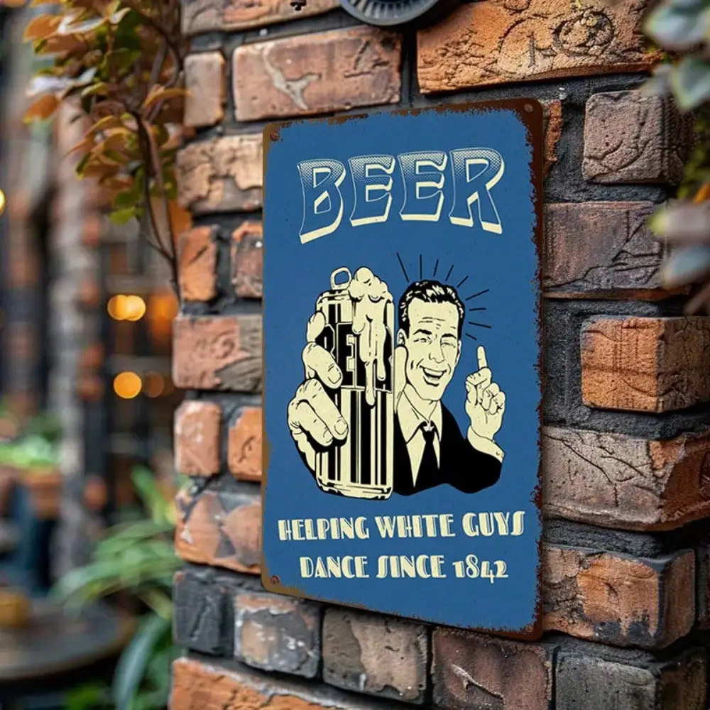 1 قطعة علامة القصدير البيرة خمر "المساعدة في الرقص الأبيض منذ عام 1942"، فن جدار مضحك لغرفة المعيشة والحفلات، 8x12In/20x30Cm #5