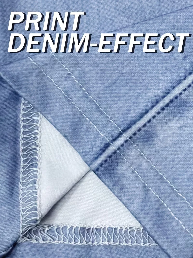 Bedruckte Leggings für Damen, kein Denim-Stoff, Hosen mit aufgesetzter Tasche und Knopfdruck-Design, hochelastisch, modisch, schmal geschnitten, lässig – Detail 5