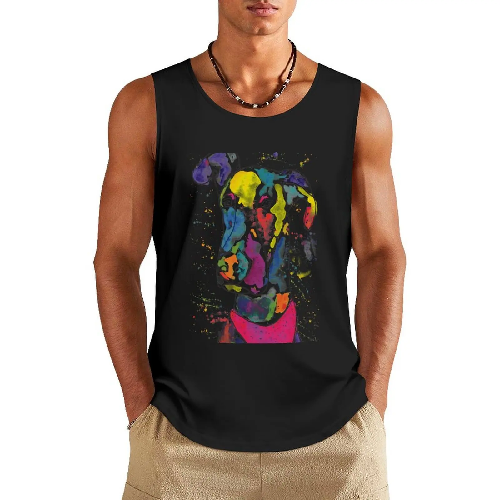 

Rosie the Rainbow Great Dane Tank Top Vests Man clothes for gym gym clothing men Sleeveless men
