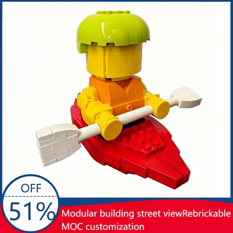 

New 327pcs MOC Upgraded Version Canoeist Baby Model Creative Custom Building Blocks Diy Assembly Educational Toy Birthday Gift