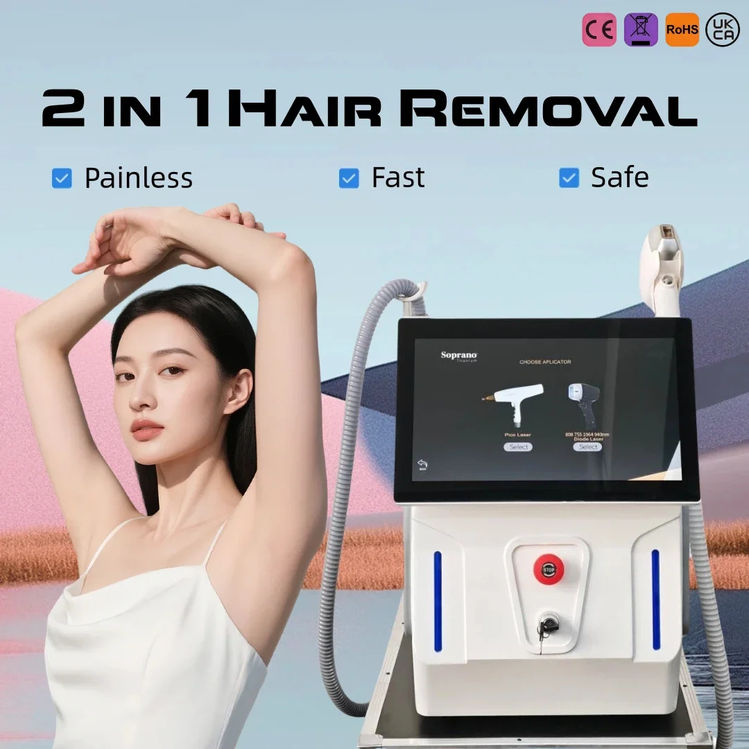 Portable 2in1 Home Beauty Machine Cooling All Skin Types I-Vi Hair Removal,For Woman Men Nose Hair Trimmer, Underarm, Leg Hair