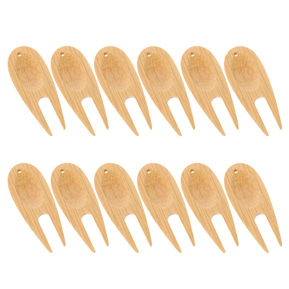 

12pcs Golf Grooming Tools Divot Repair Marker Bamboo Sticks Khaki Maintenance Tray Portable Fairway Lawn Tool Set Wooden