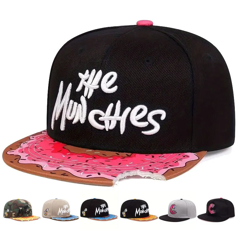 

Notched donut flat baseball cap women's hip hop hat embroidered plain brim hat