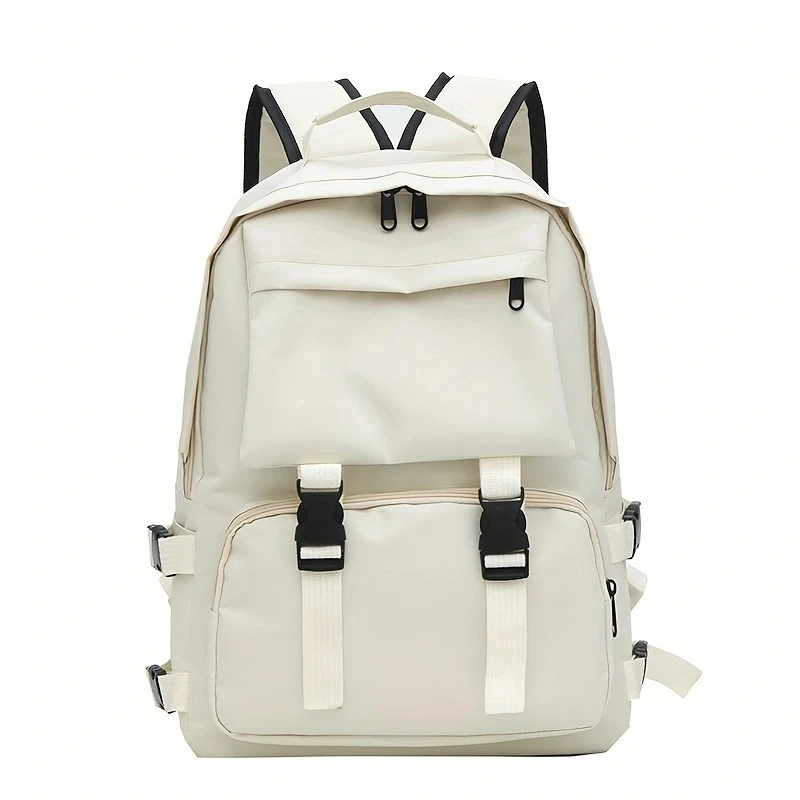 1PC Preppy Students Backpack Large Capacity Button Travel Bag Solid Simple Harajuku Chic Fashion Retro Unisex