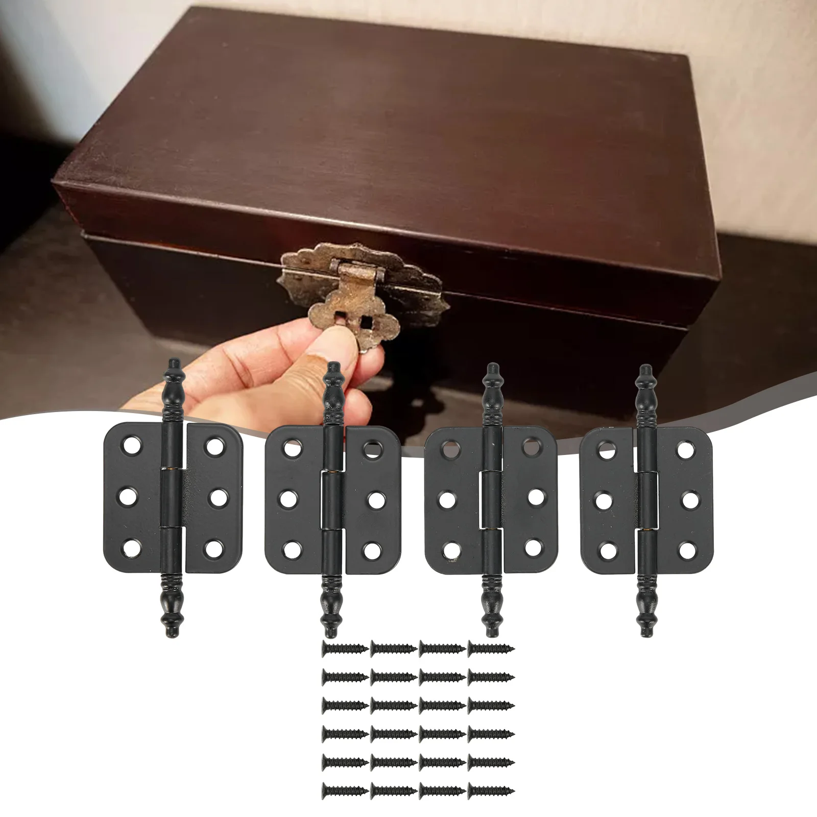 Perfect Match New Home Shop Hinges Decoration Hinges 6 Holes Antique Crown Head Beautiful Decorative Easy To Install