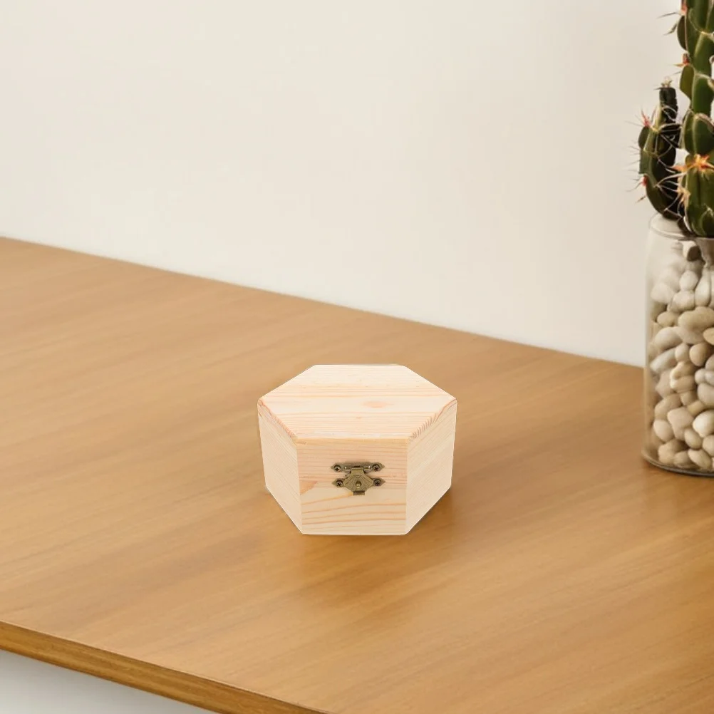 

2pcs Wooden Jewelry Box Unfinished Small Trinket Storage Diy Craft Organizer Vintage Treasure Box For Home Store Travel Pine