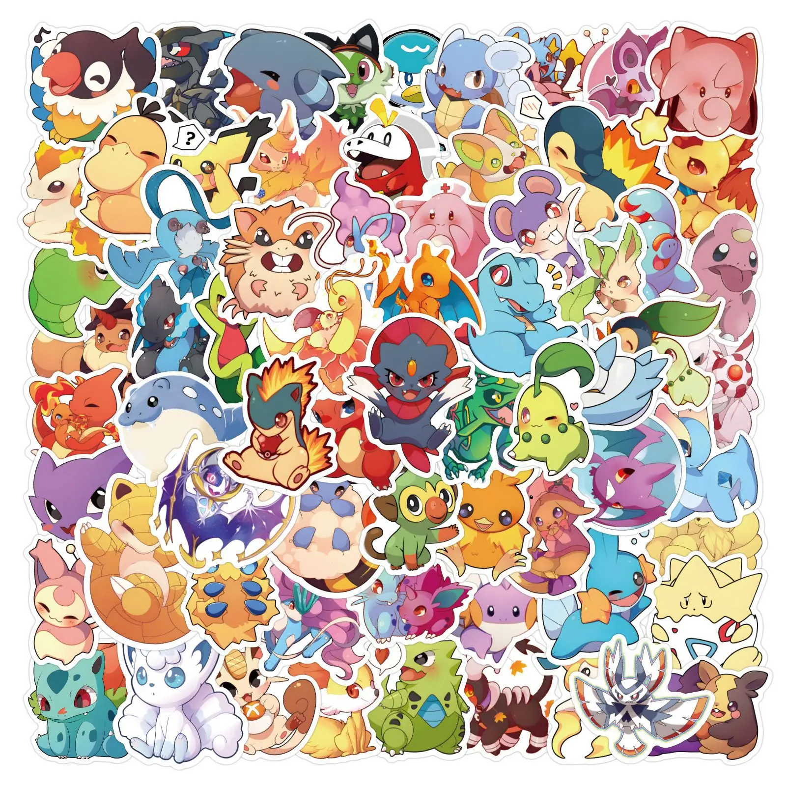 50/100Pcs Kawaii Pokemon Pikachu Eevee Stickers Cute Cartoon Kids Decals Toy Phone Case Luggage Diary Anime Graffiti Sticker