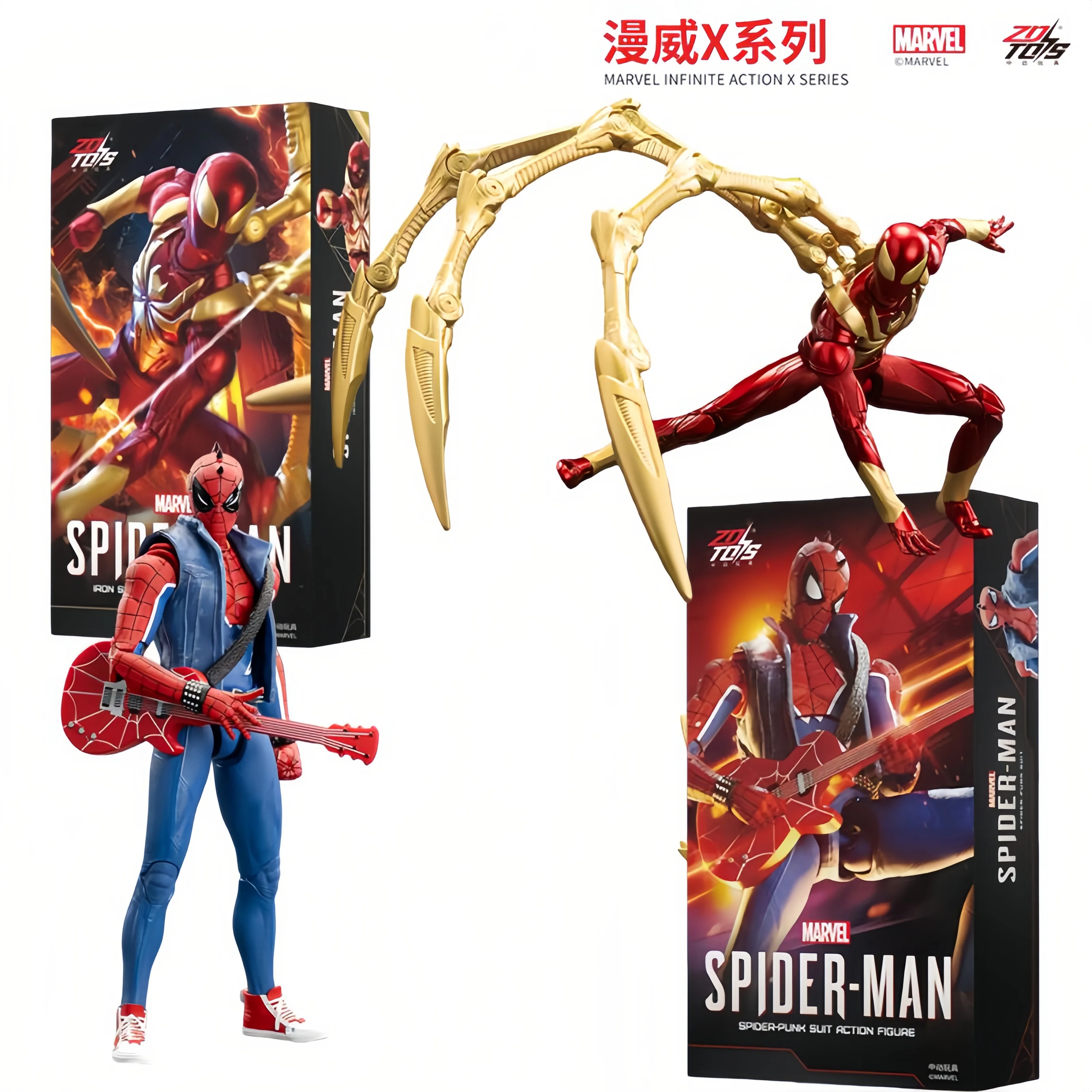 本物のスパイダーマン-1-10-スパイダーパンク-アイアンスパイド-アンチオックスーツ-スカーレットスパイダー-マイルズ・モラレス-アクションフィギュア-大人向けコレクタブル玩具