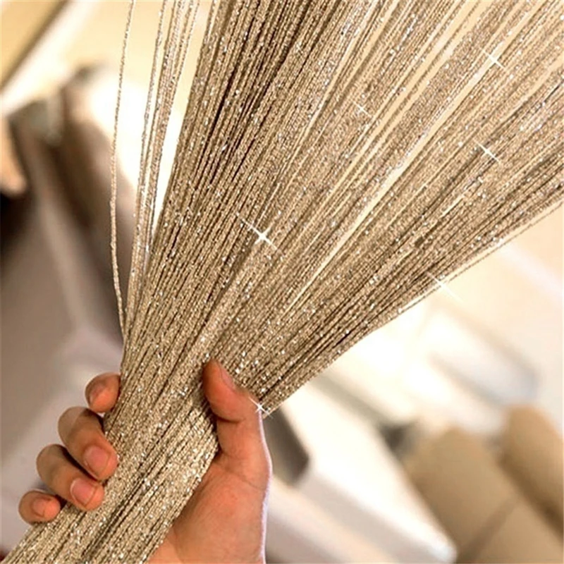 

Glitter Door String Curtain Silver Ribbon Shiny Tassel Flash Line Curtain Valance for Window Door Line Curtain Home Decoration