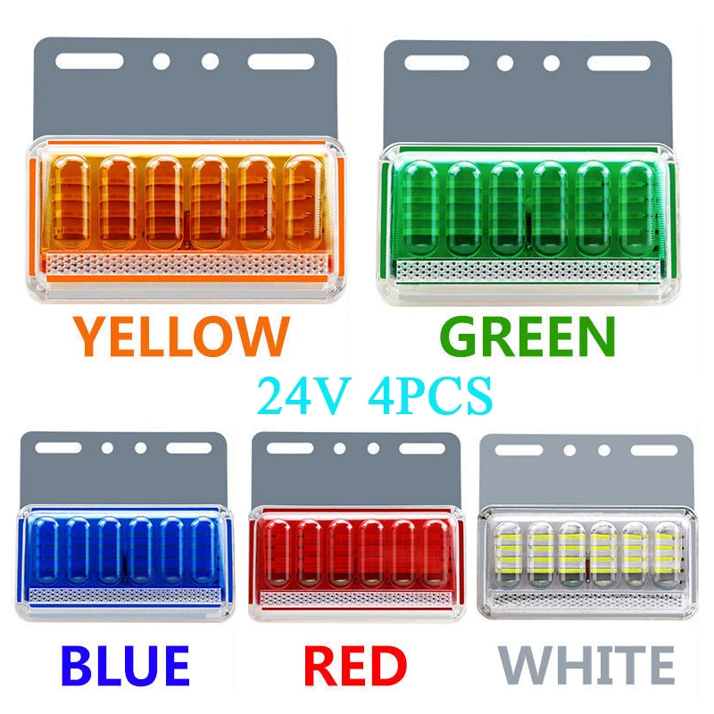 4PC 24V LED Side Light Trailer Truck External Lights Signal Indicator Lamp Warning Wide Turn Tail Light Trailer Lorry Waterproof