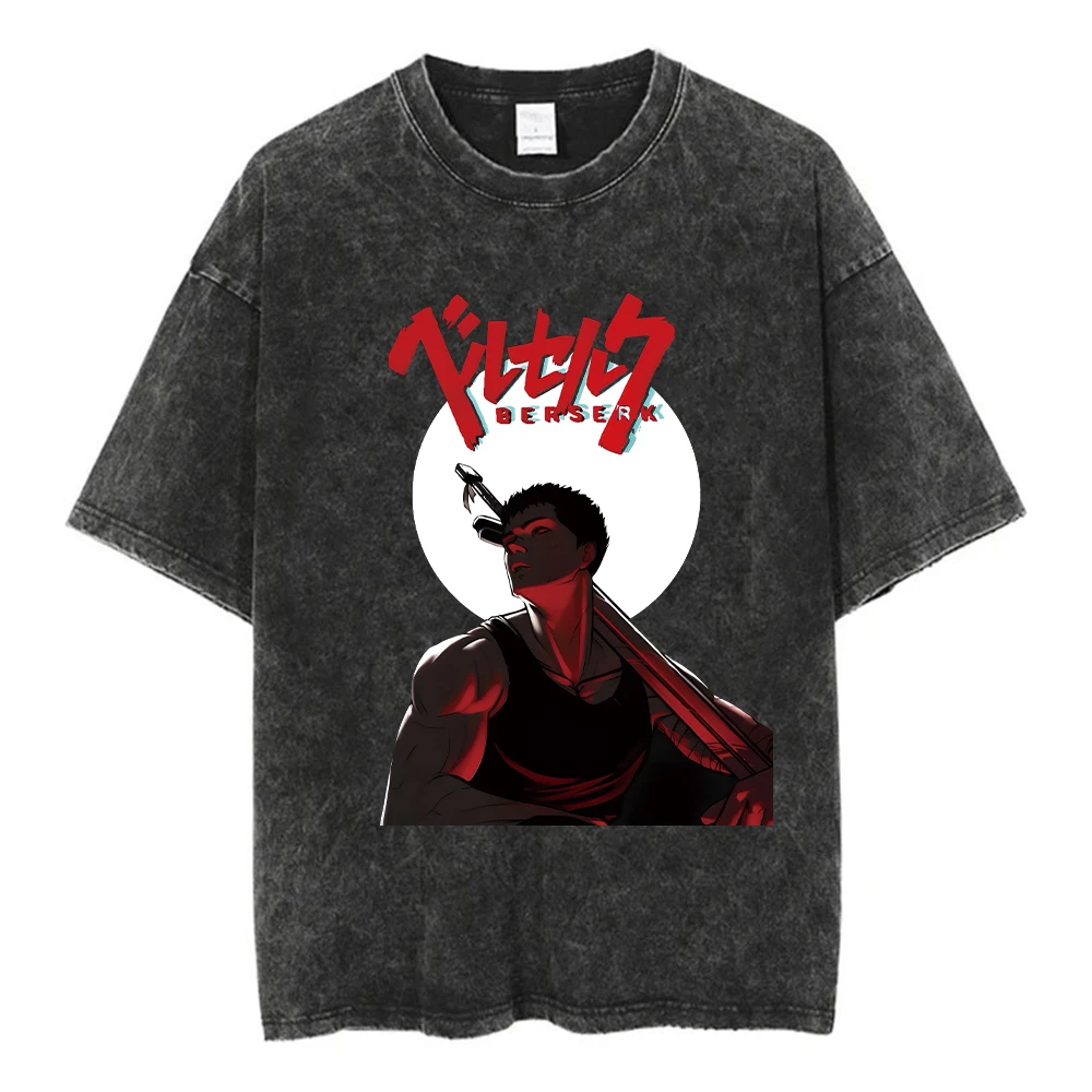 

Anime T-shirts y2k Cotton Summer T shirt Women Men Harajuku Top Tees Skull Knight Guts Griffith Print Streetwear Hip Hop T Shirt