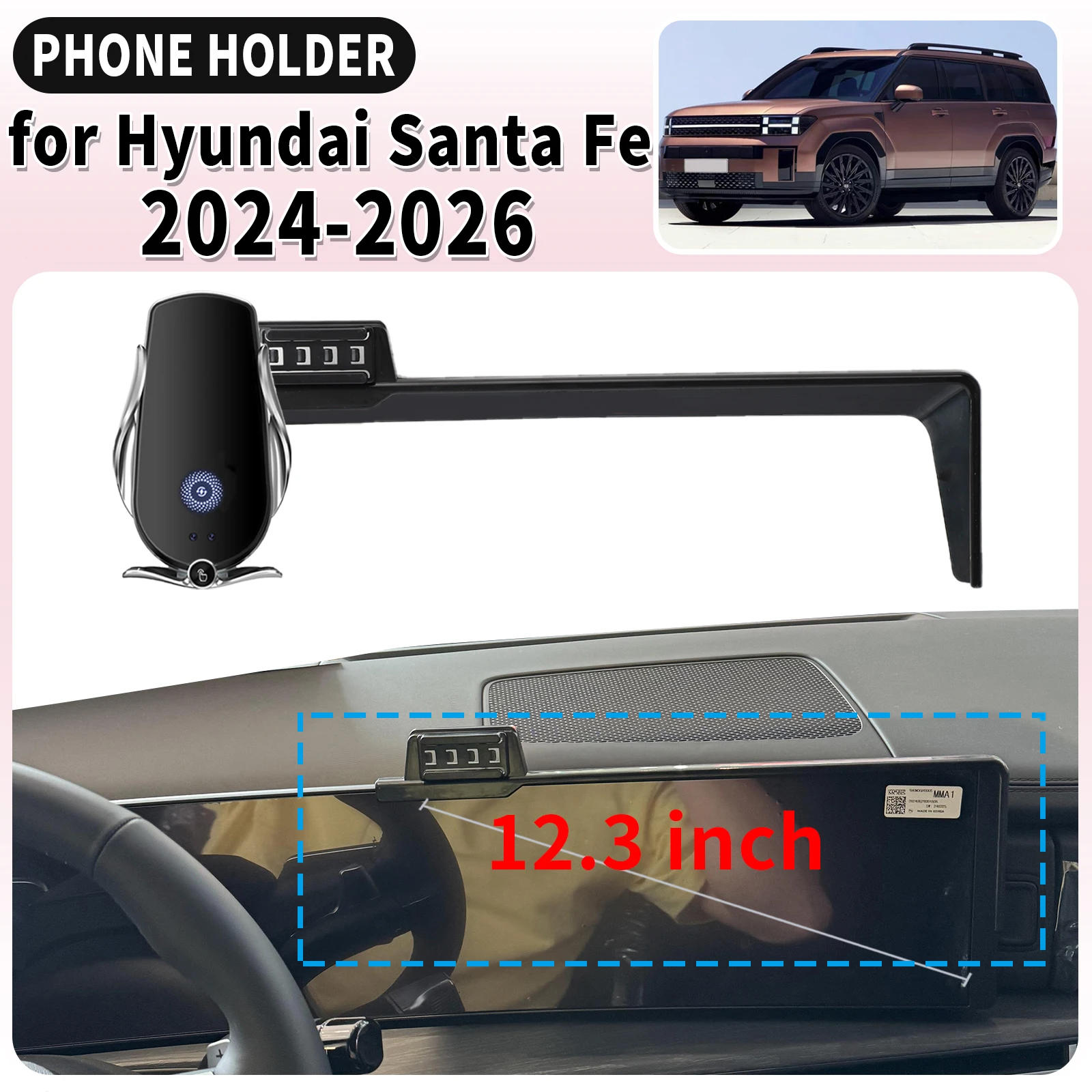 

fit for Hyundai Santa Fe 2024 2025 2026 Screen Base Mount Phone Holder Dedicated Clip-On Navigation Bracket Car​​ accessoires