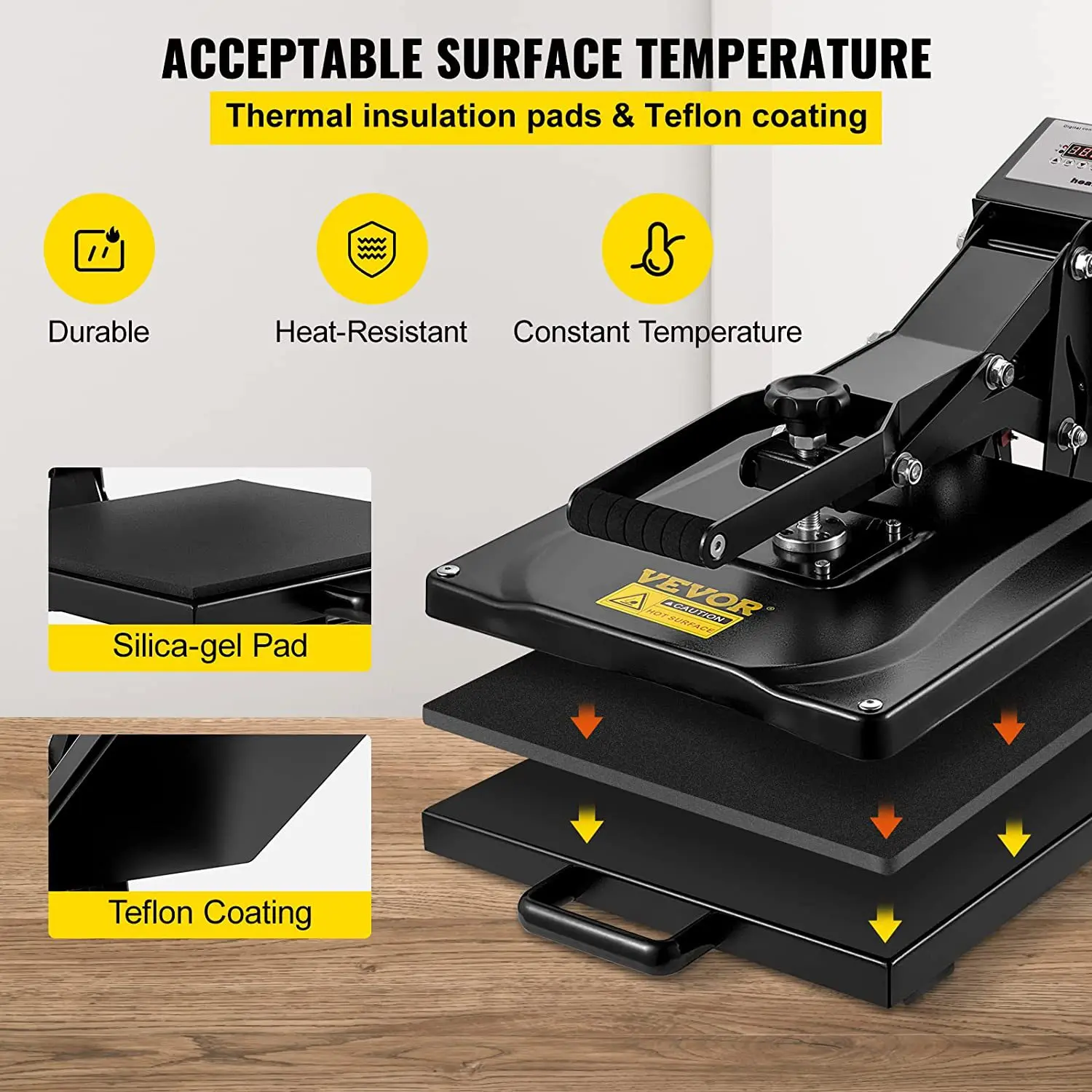 Imagem -05 - Máquina de Estampagem a Quente por Transferência Térmica 220v Máquina de Estampagem a Quente com Cabeça Rotativa 1200w Máquina de Estampagem de T-shirts Máquina de Prensagem Temperatura Constante Automática