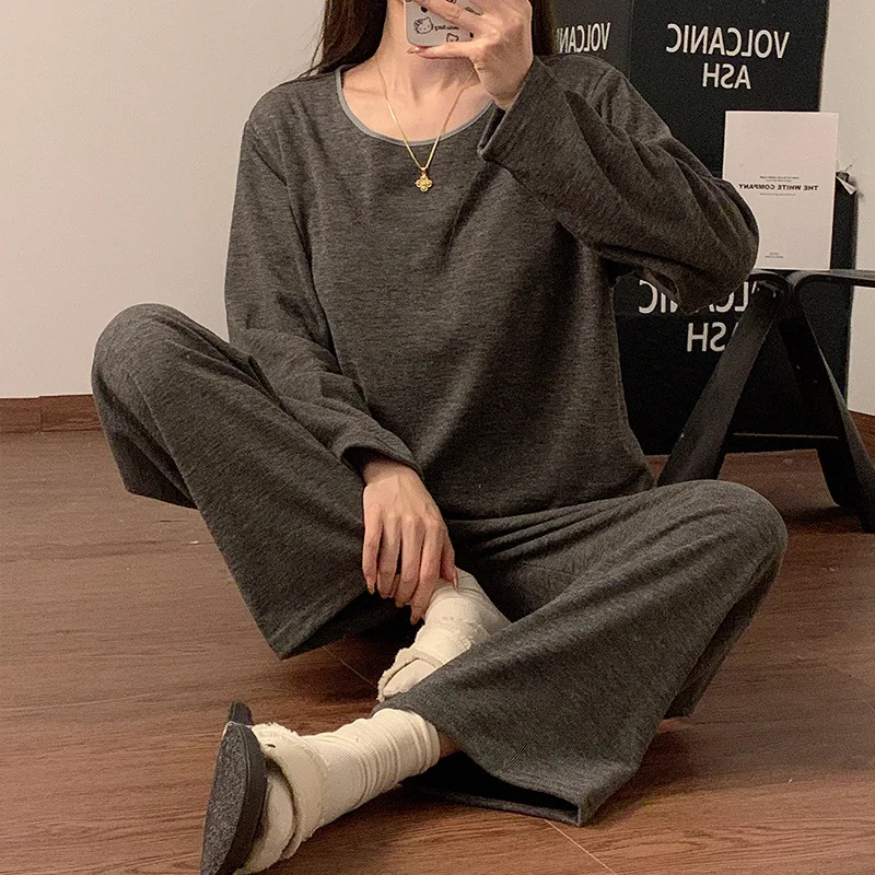 منامة النساء الشتاء المتسكعون مجموعات امرأة الكورية وسادة الصدر بنطلون علوي دعوى رقيقة المخملية ربيع الخريف ملابس خاصة بيجامة المنزل