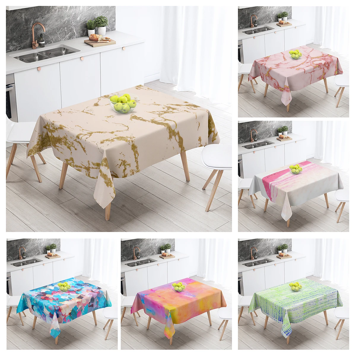 Home tablecloths for dining decoration and rectangular table accessories waterproof cloth Anti-stain restaurant abstract plant