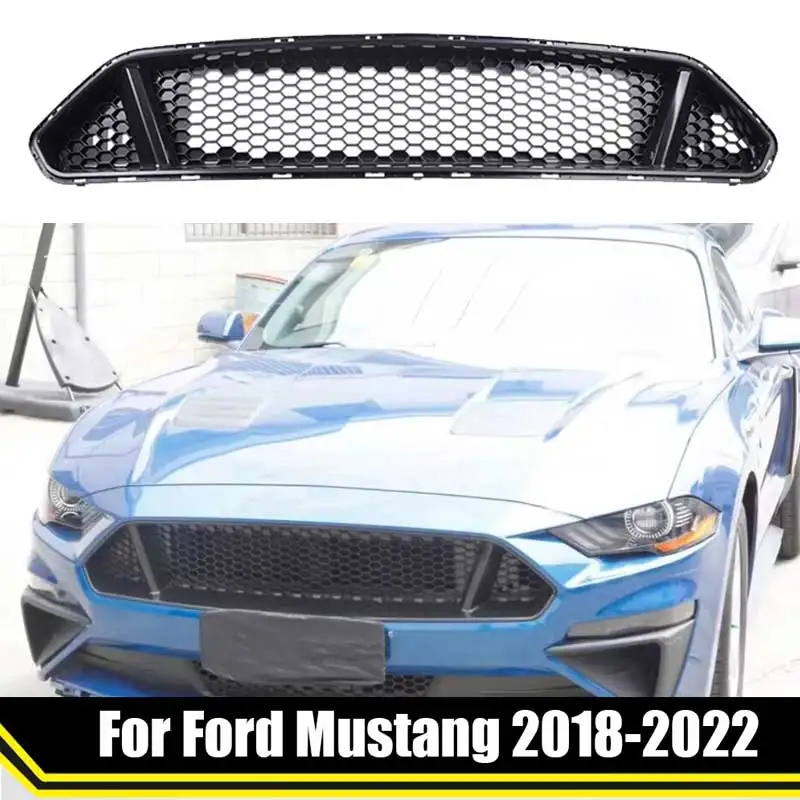 

For Ford Mustang 2018-2022 , High Quality ABS Mesh Grille Honeycomb Grid Front Bumper Racing Grill Upper + Lower Grills Cover