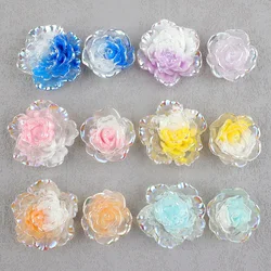 10PCS Electroplating two-color rose resin accessories hairpin DIY cream glue phone case material camellia flower cave shoes acce