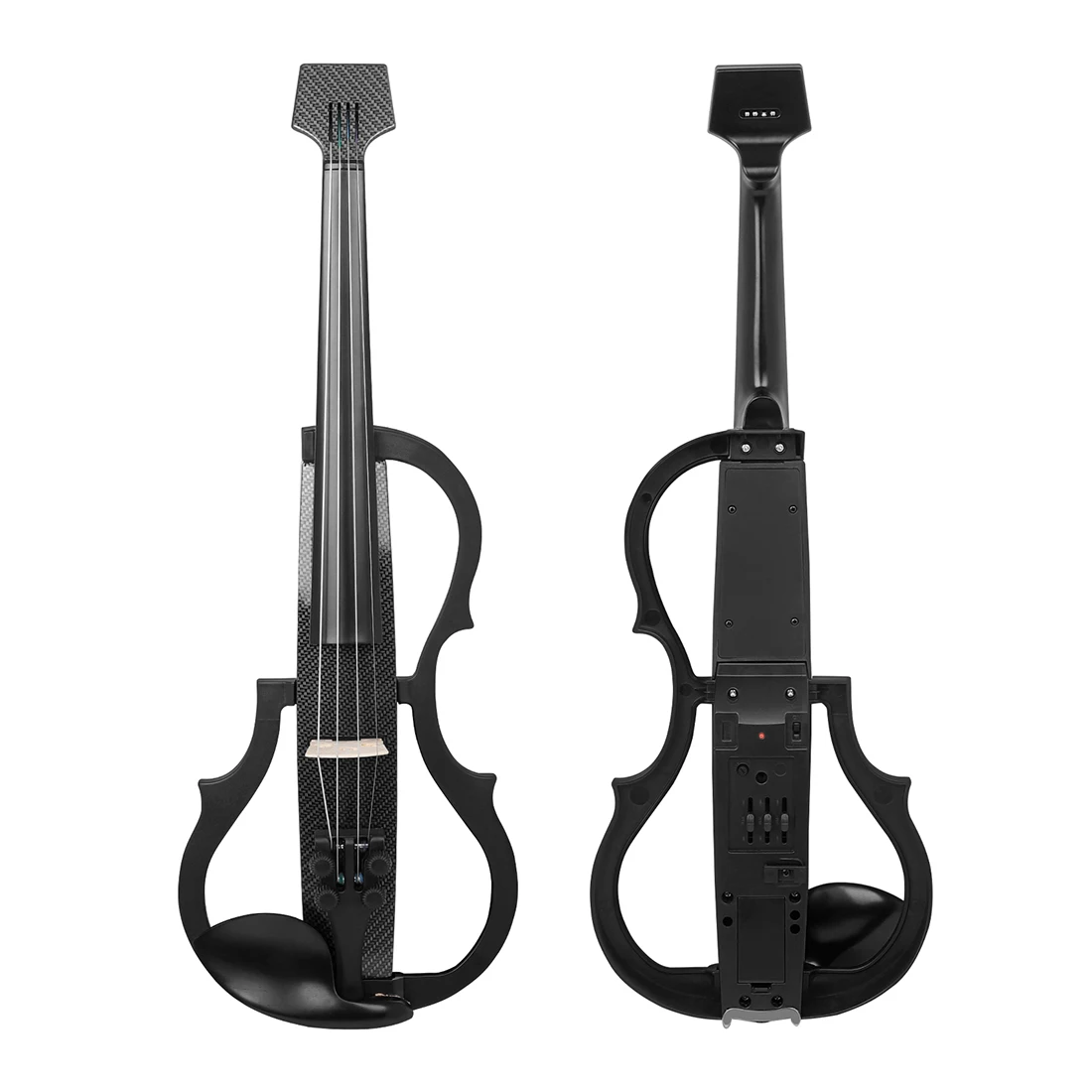 

Electric 4/4 Violin Professional Carbon Fiber Silent Smart Technology Headphones Shoulder Advanced Violin Black White Stripes