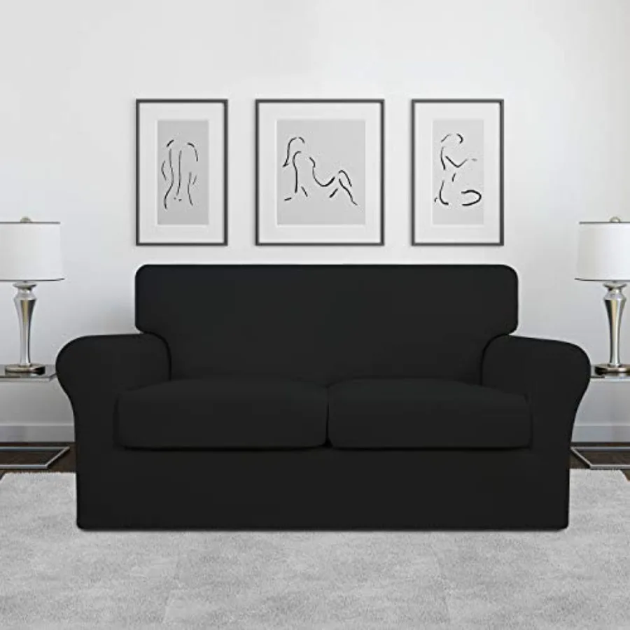 3 Pieces Stretch Soft Couch Cover for Dogs - Washable Sofa Slipcover for 2 Separate Cushion Couch - Elastic Furniture Protector