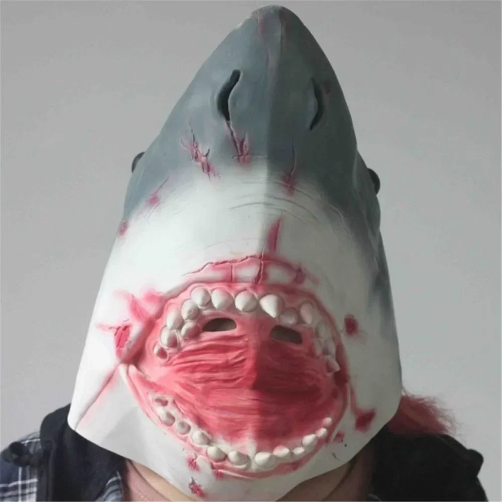

Shark Full Head Latex Mask for Halloween, Bloody Shark, Party Costume, Masquerade, Animal Cosplay