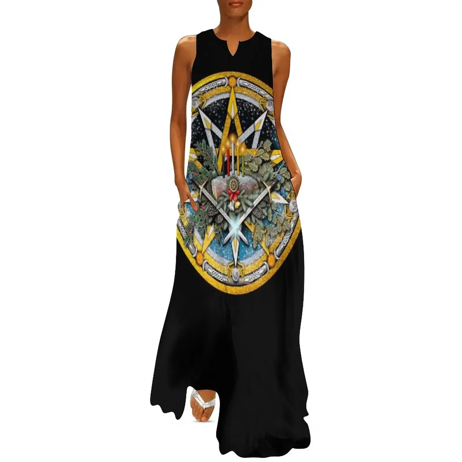 

Sabbat Pentacle of the Winter Solstice/Yule Long Dress sexy dress dress summer elegant and pretty women's dresses