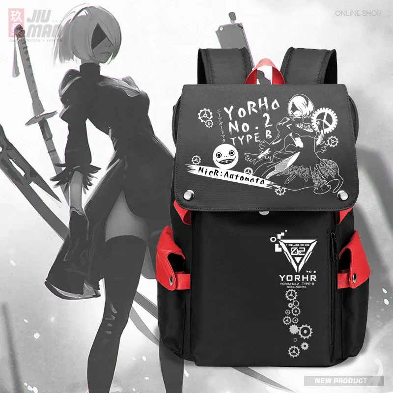 NieR:Automata Anime Book Bag Backpack Zipper Rucksack Anime Student School Computer Bag Travel Mochila