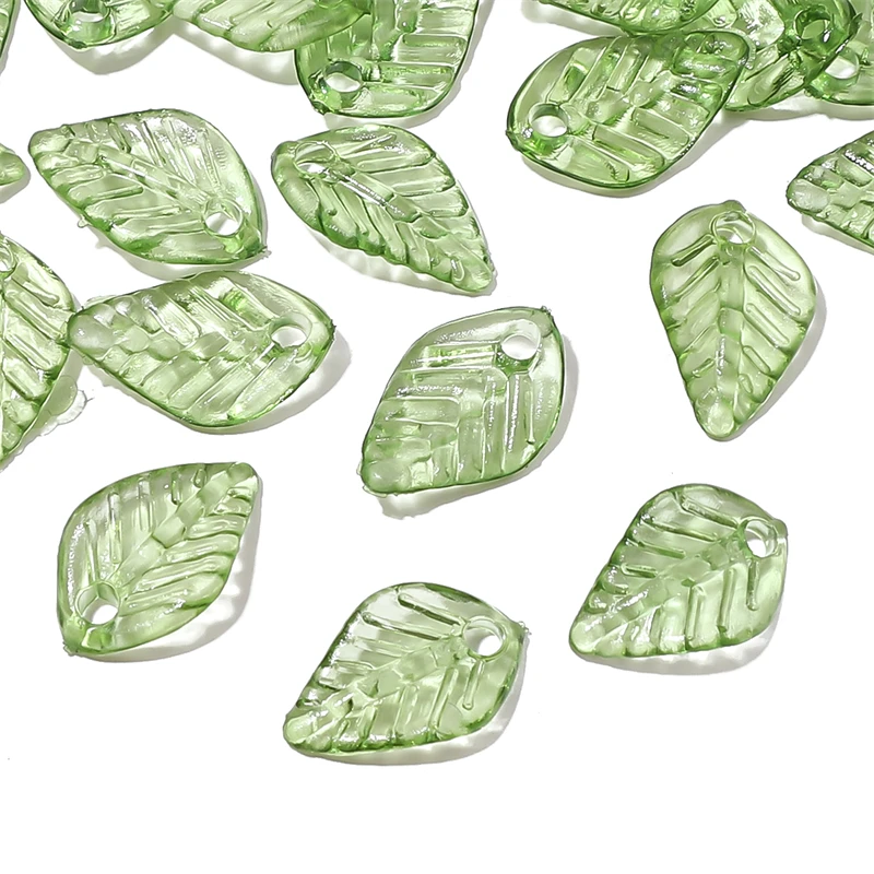 Mini-Blatt-Acrylperlen (hellgrün und dunkelgrün) | Von der Natur inspirierte DIY-Schmucksets für Halskette/Armband/Ohrringe, 50 Stück/Packung
