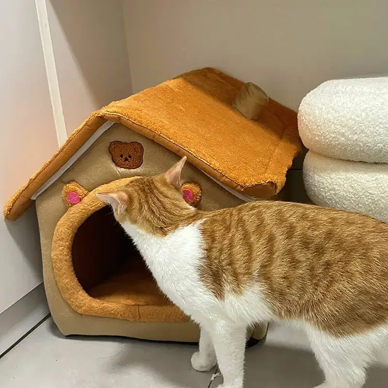 

New 1-piece Cat and Dog Winterwarm House Puppy Dog House Four Seasons Universal Detachable Washable Dog House Pet Supplies Pet