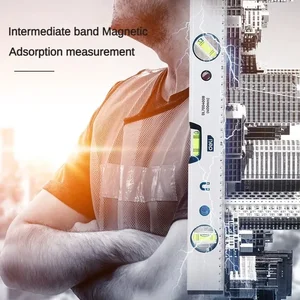 Spirit Magnetic Torpedo Level Tool, 3 vials, aluminum, shockproof bubble, high visibility, durable measuring led 12 Main Bubble Level Sales - №3