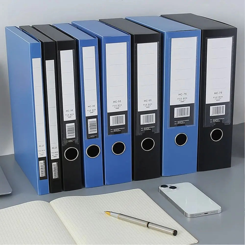 Classeur A4 bleu, boîte de rangement en papier épaissi, anti-poussière, étui en plastique PP, papier de test