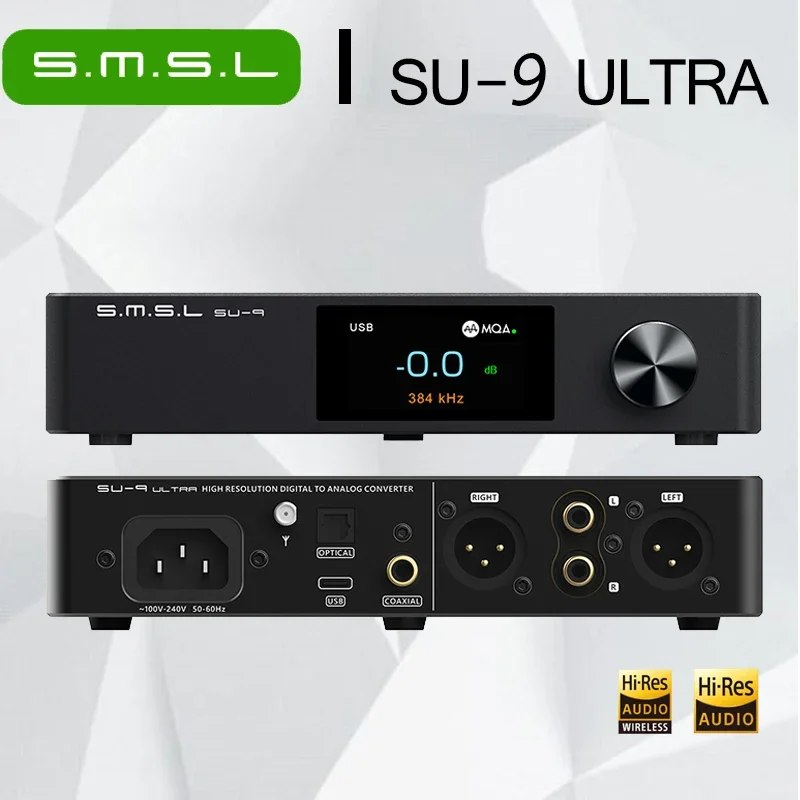 

SMSL SU-9 ULTRA Digital Audio Decoder USB DAC AK4191+AK4499EX 32Bit/768kHz MQA Balanced Bluetooth DSD512 Decoding APTX SU9 ULTR