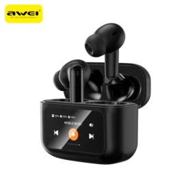 AWEI T56 ANC Wireless Bluetooth V 5.4 Earphones Noise Reduction Headphones Full-Color LED Touchscreen TWS Sport Headest With Mic