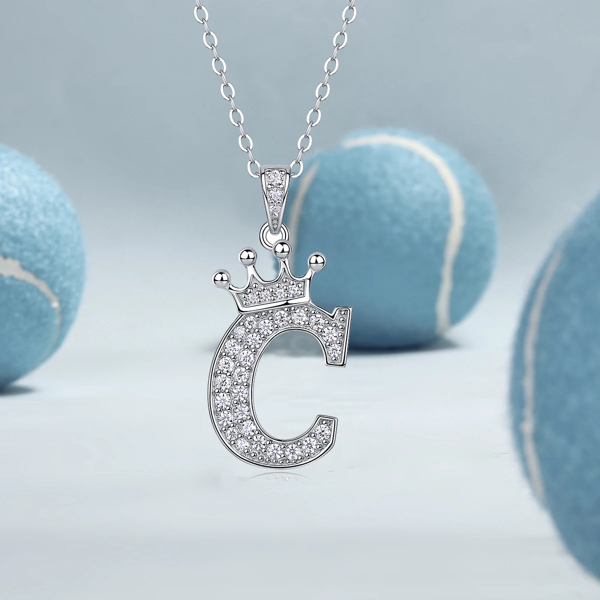 Moissanite Crown Alphabet Necklace S925 Silver 18k Gold Plated 26 Alphabets Pendant Necklace  Homecoming & Graduation Gift