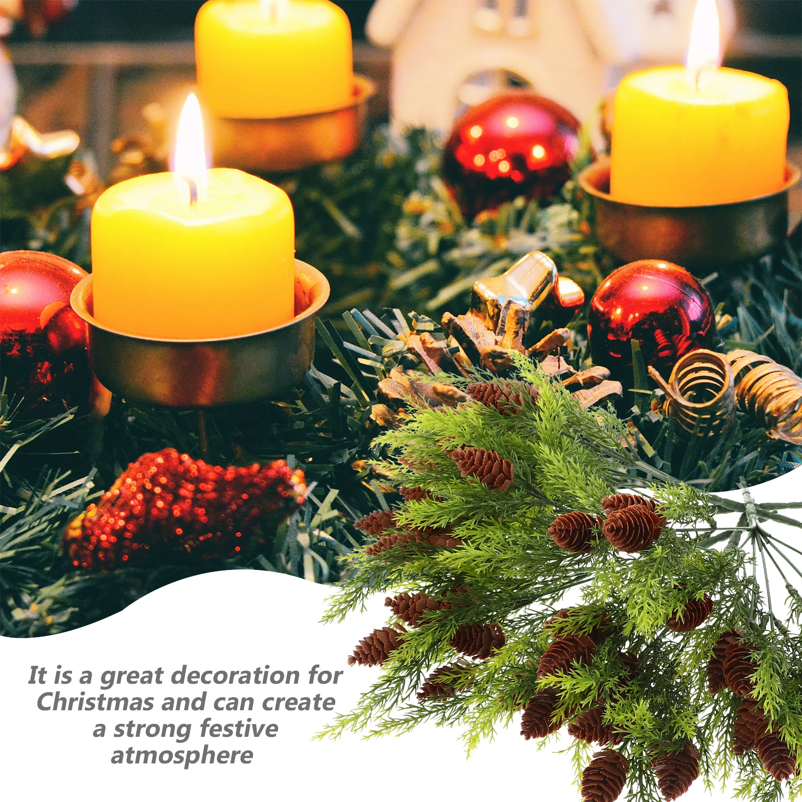 

5pcs White Artificial Pine Branches for Christmas Decor Lightweight Festive DIY Home namentPine Branches Christmas Simulation