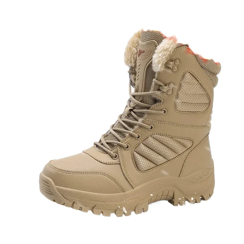 Inverno quente caminhadas sapatos masculinos botas táticas à prova dwaterproof água durável tênis respirável botas de combate do exército homem para o trabalho