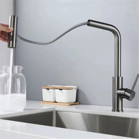 Faucet 304 Stainless Steel Single Hole Handle Pull Out Rotation Waterfall Stream Sprayer Countertop Mount Kitchen Bathroom