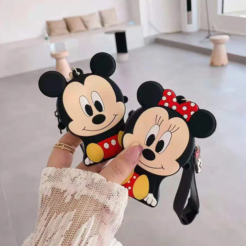 Cute Mickey Minnie Mouse Silica Gel Coin Purse Disney Cartoon Multifunction Mini Wallet Portable Pendant Keychain Money Bag