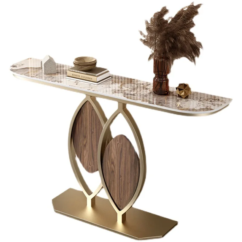 LH entryway console, entryway light luxury entryway table, minimalist style, semi-circular observation deck against the wall