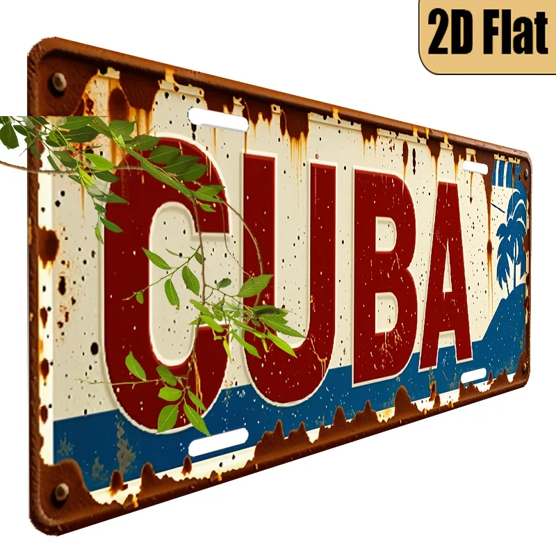 Placa de matrícula decorativa con tema "estilo cubano", plana 2D, de aluminio estilo Vintage, solo para decoración, Vintage 2D A, 1 ud.