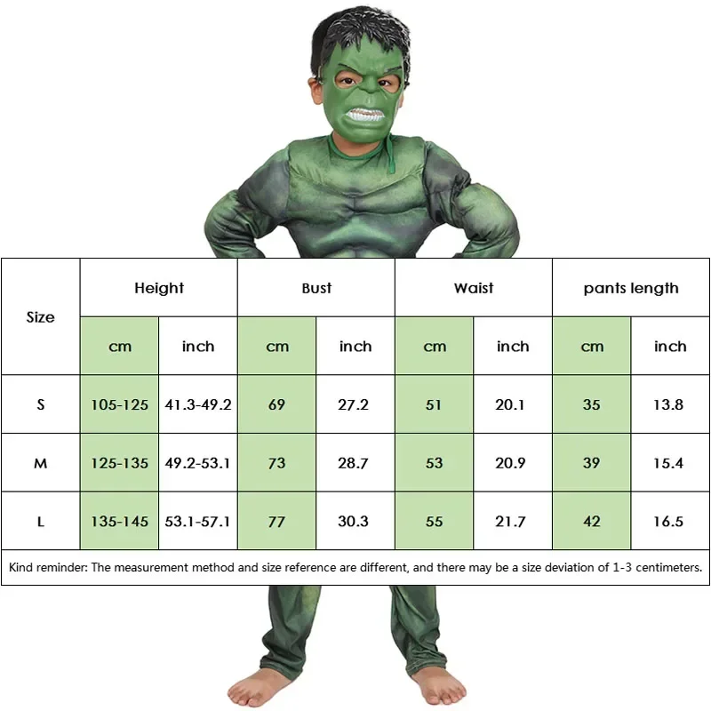 Kids Hulk Muscle Superheld Hulk Cosplay Kostuum Masker Boksen Pluche Handschoen Kinderpak Halloween Carnaval Party Kids Kostuum