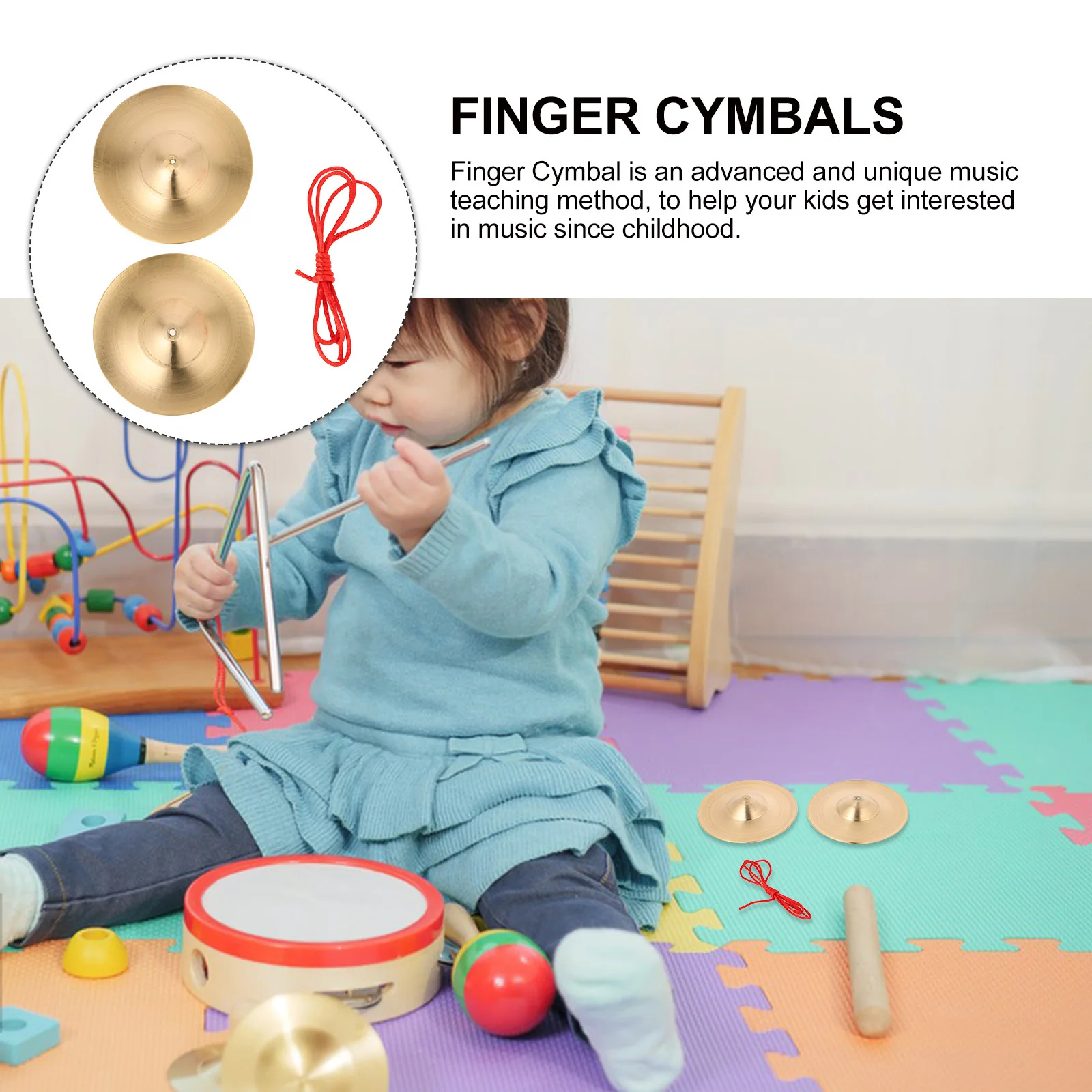 

1 Pair Kids Finger Cymbals Copper Noise Maker Instrument For Dance Party Music Learning Alloy Percussion Children'S Mini Cymbal