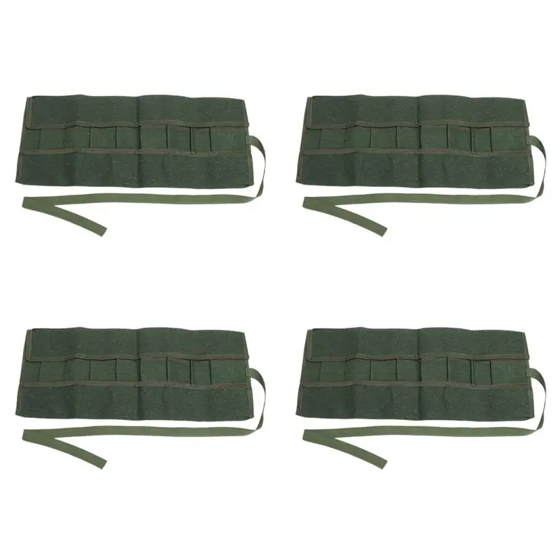 A84X-4Pcs 600X430mm Japanese Bonsai Tools Storage Package Roll Bag Canvas Tool Set Case