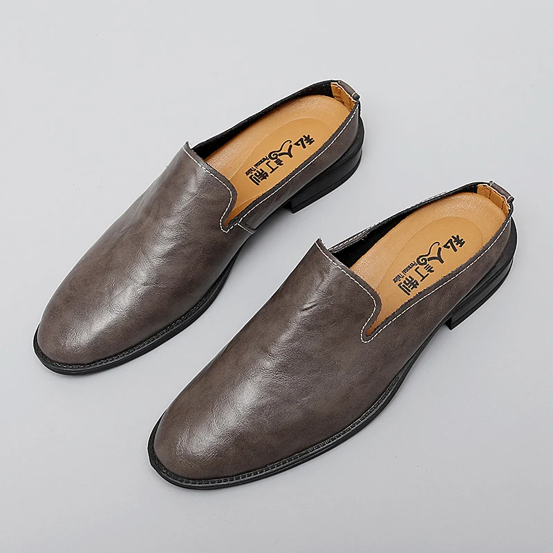 Large Size Summer Fashionable Half Drag Men Shoes Breathable Fashionable Simple Gentlemanly Personalized Suitable for Lazy Shoes