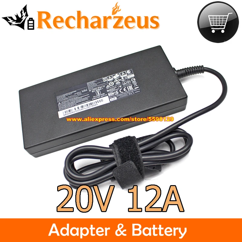 Original 240w Fino Portátil Carregador para Msi Gaming Notebook 20v 12a Chicônia Fonte de Alimentação A20240p2a A240a007p A240a010p ac Adaptador