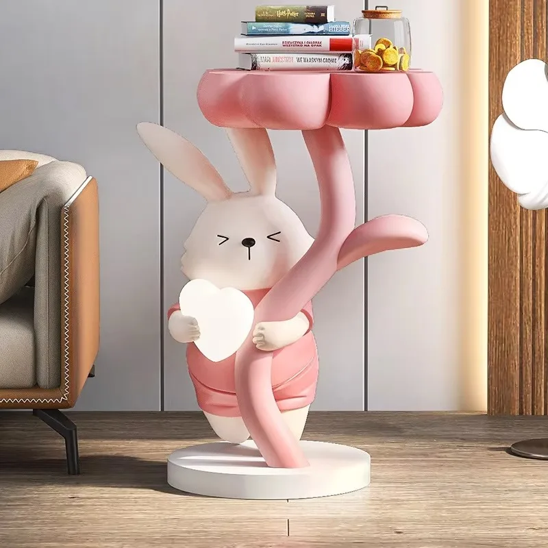 Four-Leaf Clover Rabbit Large Floor Decoration Tea Table Living Room Home Accessories Bedroom Resin Rabbit Sculpture Decoration