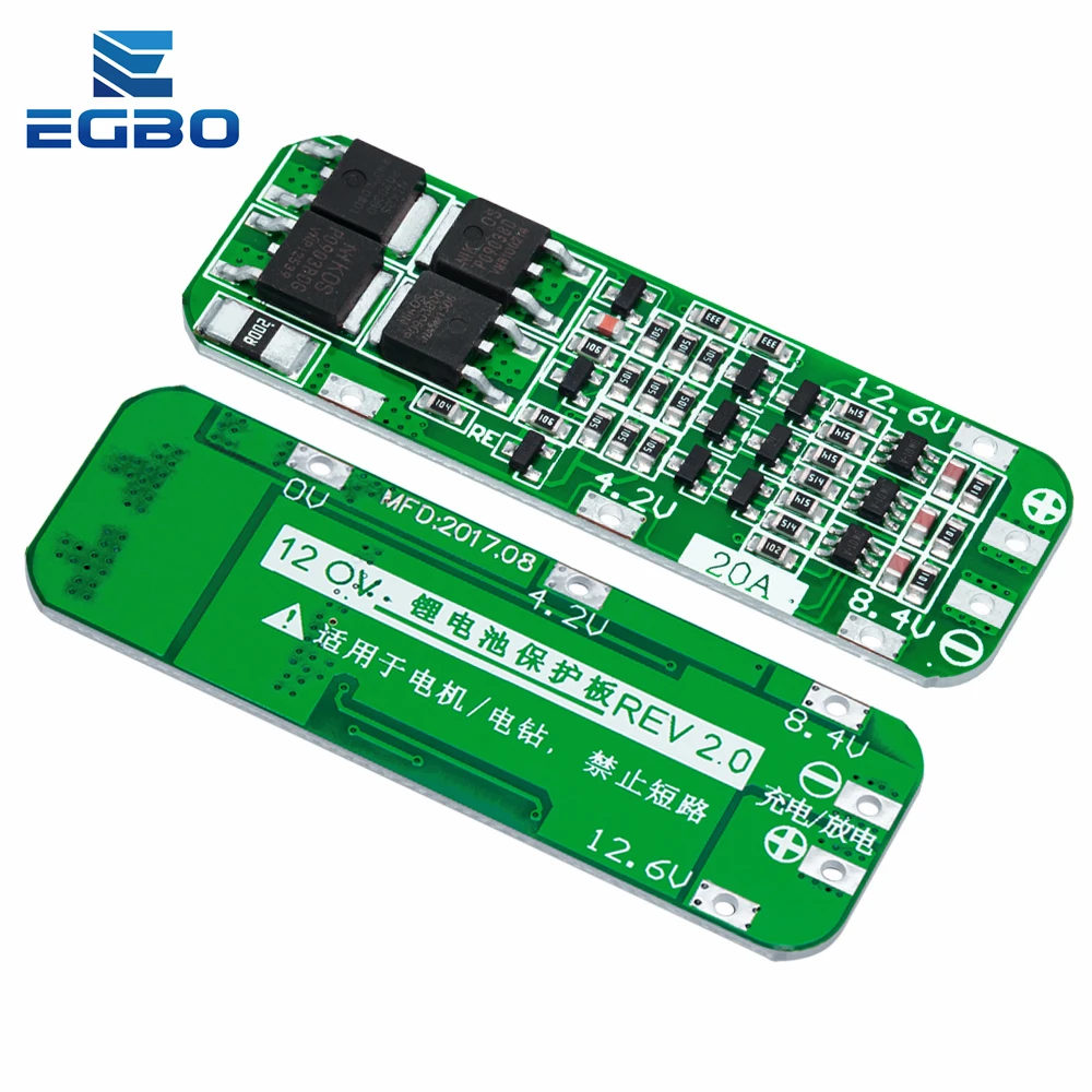 5PCS 3S 20A Li-ion Lithium Battery 18650 Charger PCB BMS Protection Board For Drill Motor 12.6V Lipo Cell Module 64x20x3.4mm