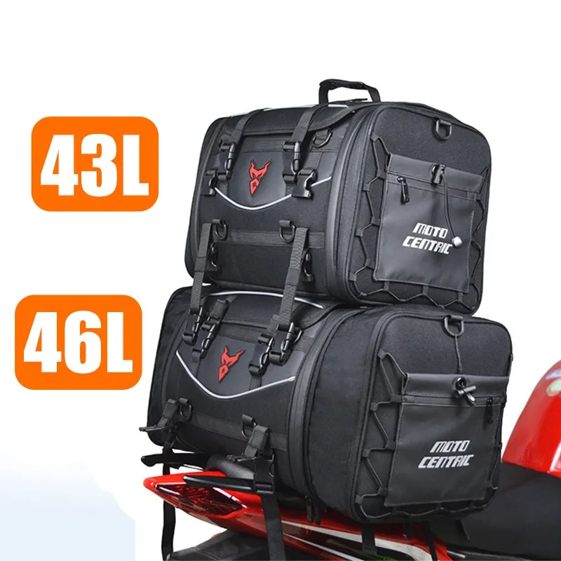 

43L/46L Waterproof Motorcycle Rear Seat Bag Travel Moto Tail Bag Backpack Motocross Back Seat Luggage Suitcase Expandable Travel